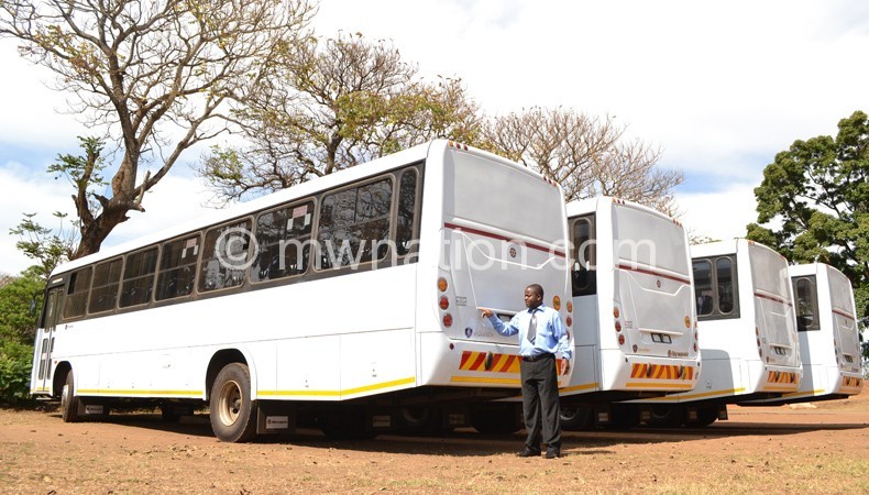 Some of the Cashgate buses at Police Headquarters in Lilongwe
