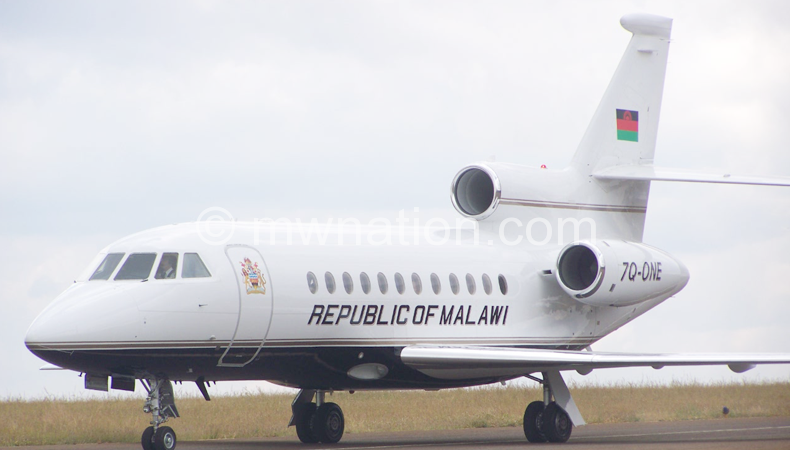 Flashback: A plane pictured at the noe pothole-riddled Chileka Airport