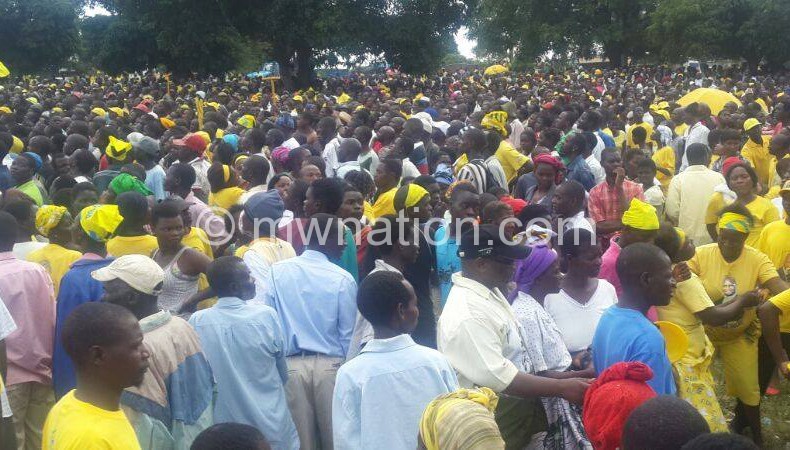 Part of the crowd that attended UDF's launch of manifesto at Nyamba Freedom Park Sunday