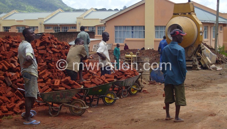 Workers on site at Chiwembe Technical Centre 