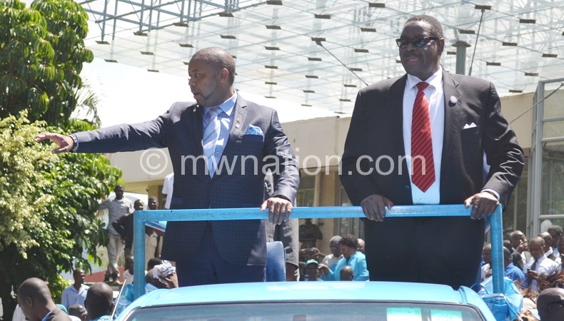 Mutharika (R) and his vice-president designate Saulos Chilima