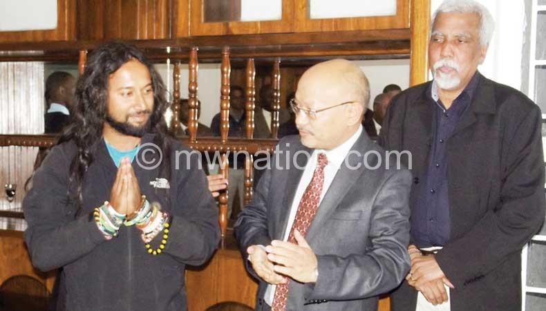 Debnath interacting with the Indian Ambassador to Malawi
