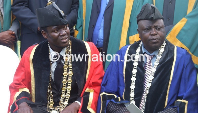 New Mzuzu Mayor William Mkandawire (L) with deputy Frazer Chunga