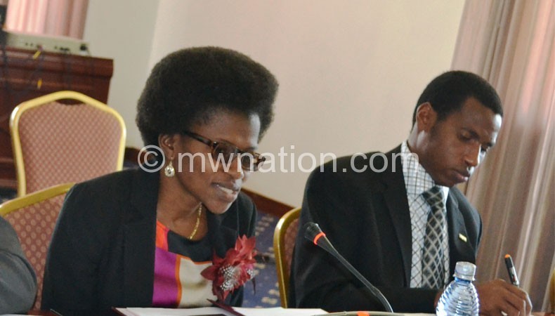 Kachale (L) briefing the committee on monday