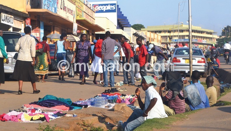 Some street vendors trading along Lilongwe streets