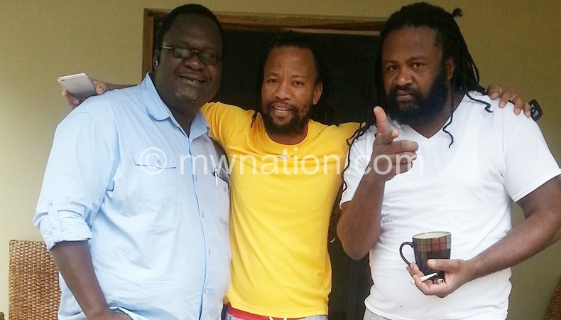 Fantan Mojah (R) captured with Lucius (L) and Born Afrikan in Johannesburg on Thursday