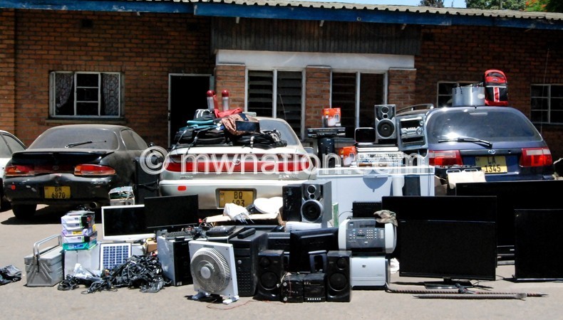 Some of the stolen but recovered vehicles and goods 