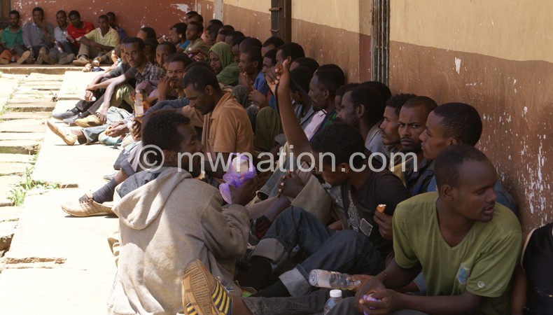 The Ethiopians at Immigration offices in Mzuzu on Wednesday 