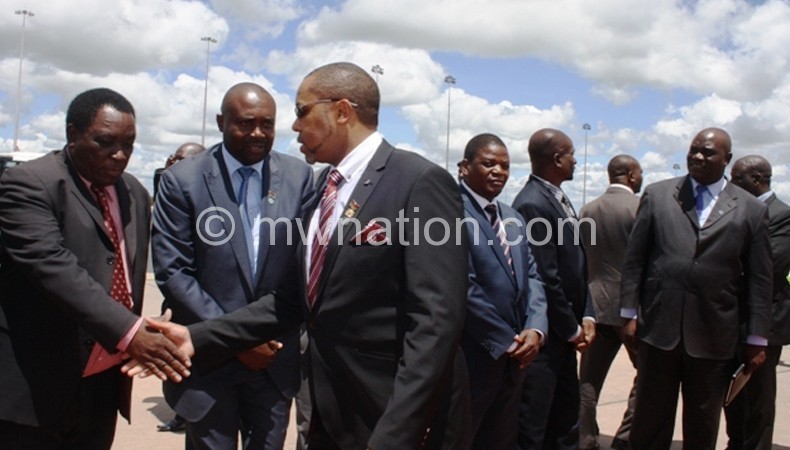 Chilima being welcomed by dignitories on arrival