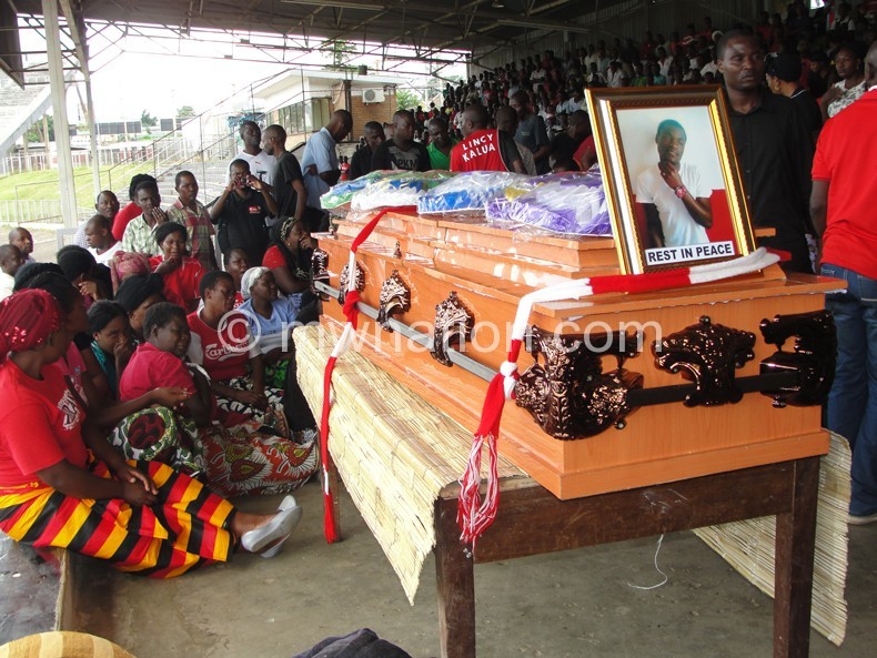 The coffin where Douglas Chirambo lay
