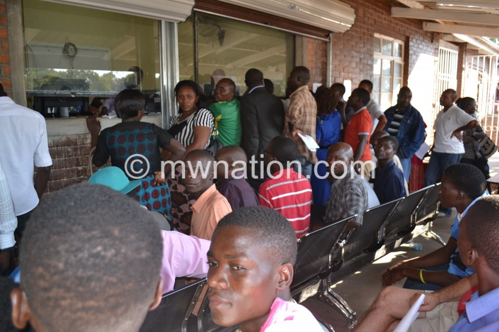 Motorists queue to access services at the Department of Road Traffic and Safety Services