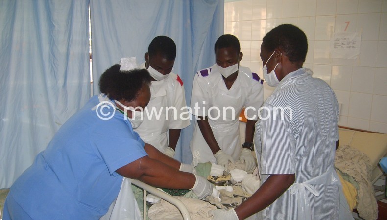 Medical personnel at work at Salima District Hospital