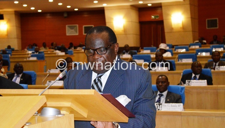 Gondwe presenting a zero-aid budget in Parliament in May