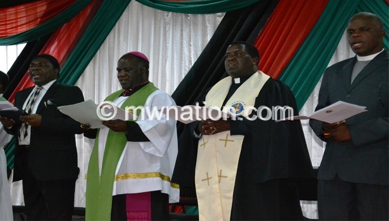 Part of the clergy leading in prayers during the service yesterday