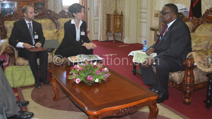 Mutharika during the interview with journalists from The Guardian newspaper of Britain