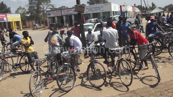 Bicycle taxi operators in Karonga