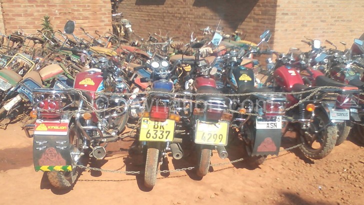 Some of the impounded motorcycles at Mzuzu Police Station