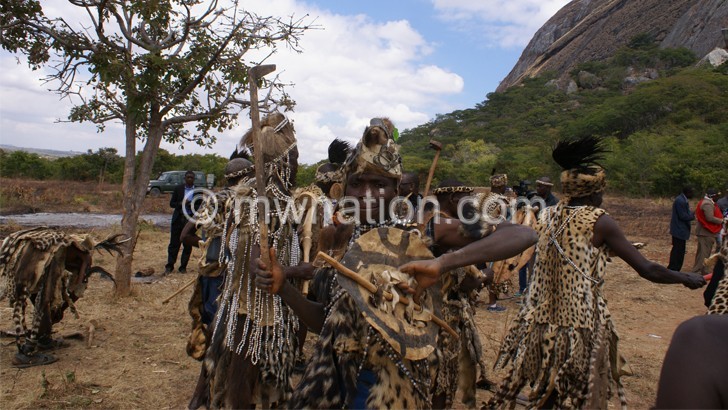 Ngonis show off their regalia at they prepare for the Umthetho festivities 