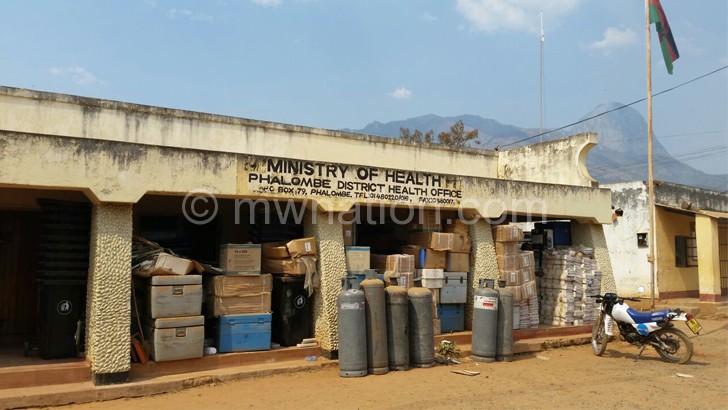 Medical supplies stockpiled outside the district health office