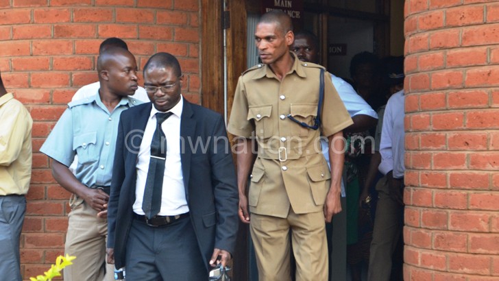 Kasambara coming out of court in Lilongwe last week after his bail conditions were revoked