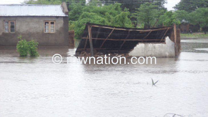 A house immersed in water during last year’s floods in Zomba