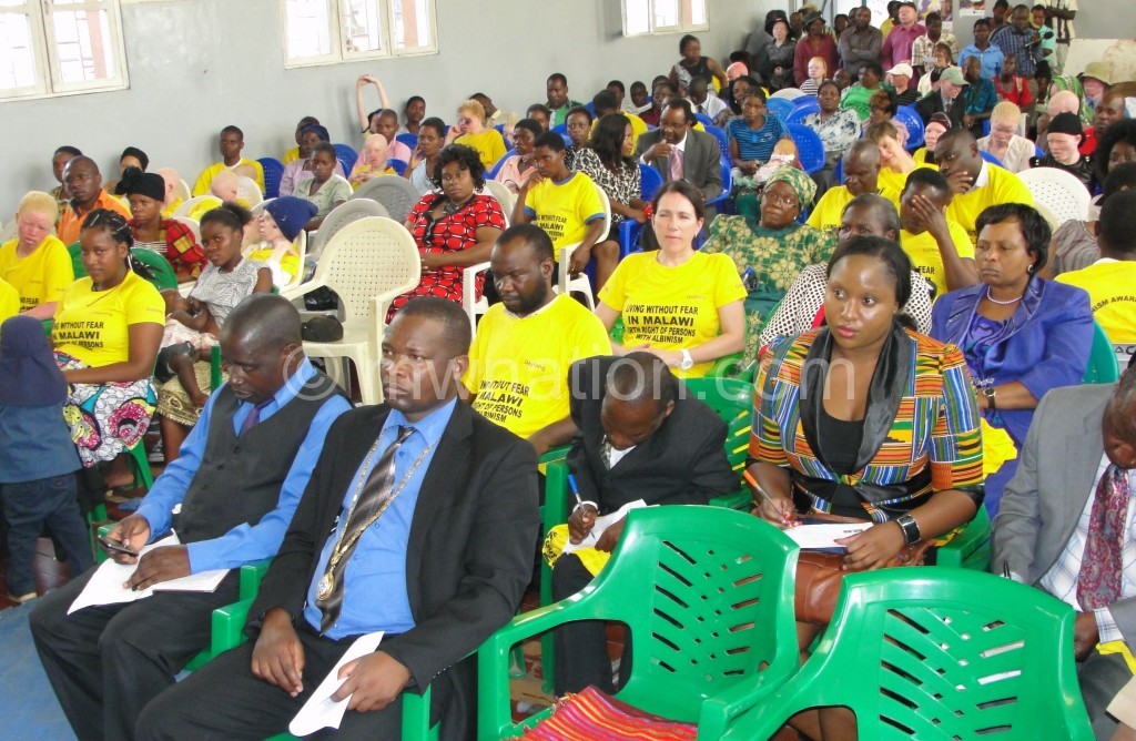 Patrons to an earlier awareness meeting against attacks on albinos in Blantyre