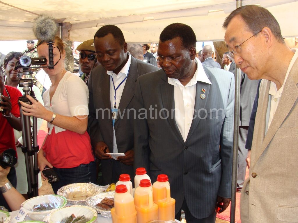 Ban is seen with Chaponda and other dignitaries during his 2010 visit
