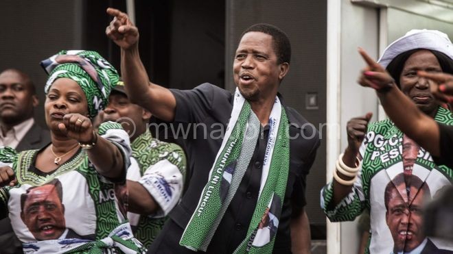 Lungu and his wife dance during the campaign trail 