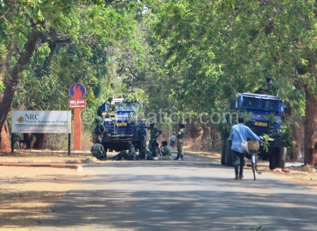 There was heavy police presence at the entrance to Luanar NRC Campus following the protests
