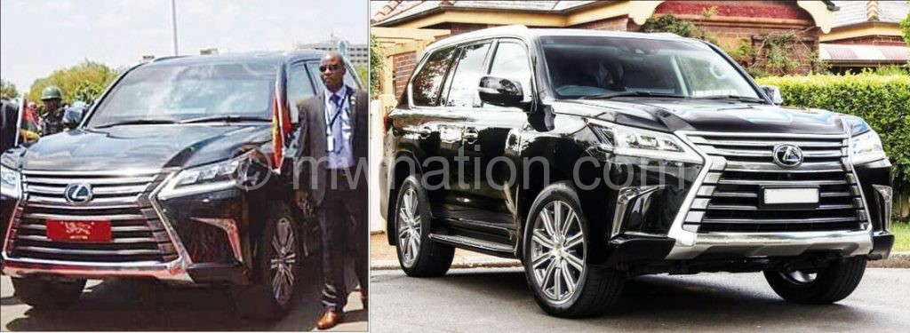 The new luxurious top-of-the-range Lexus now decorates Mutharika’s convoy