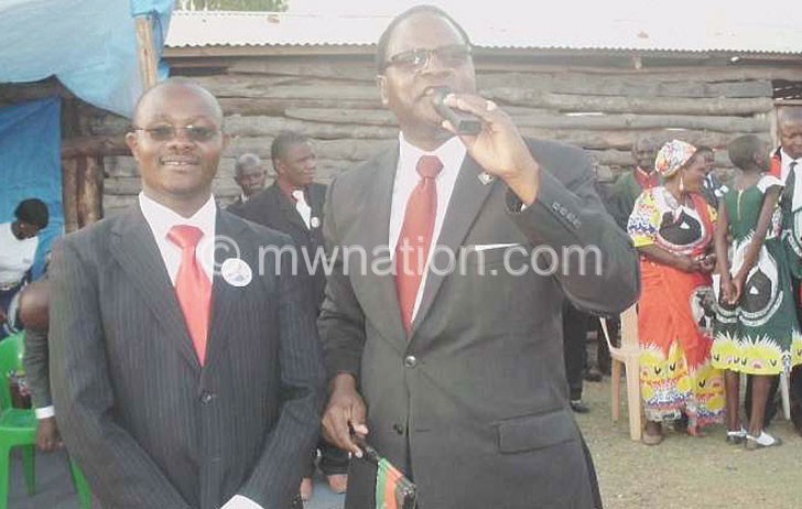 Flashback: Mlogera (L) with MCP president Lazarus Chakwera at a rally in Mzuzu
