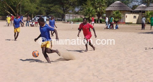 Gaining ground: A recent beach soccer action