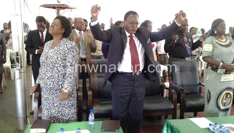 Chakwera and his wife during the church service