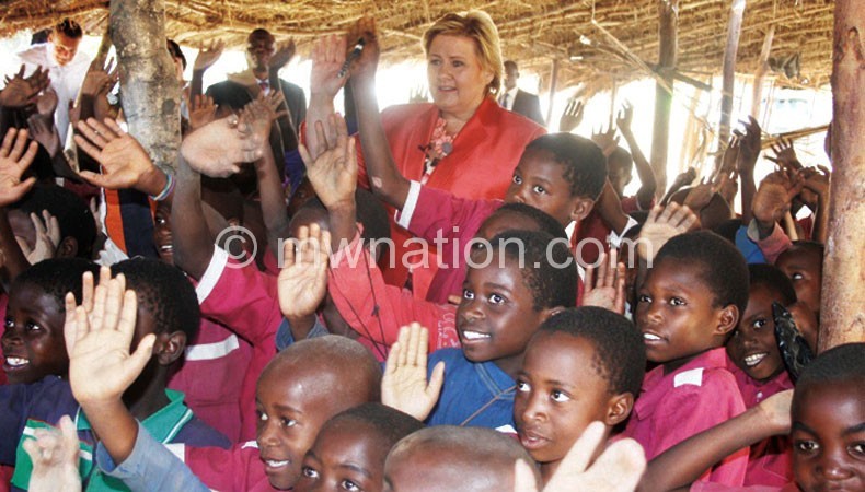 For girl-child education: Solberg amid Nthulu pupils