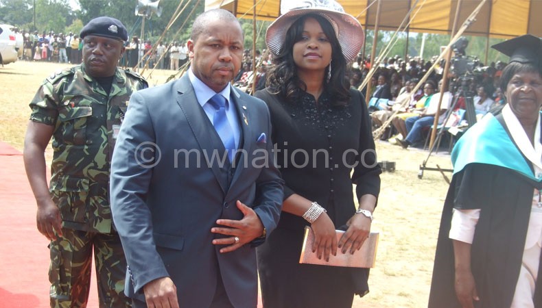Chilima and his wife arrive at Mzuzu University on Friday