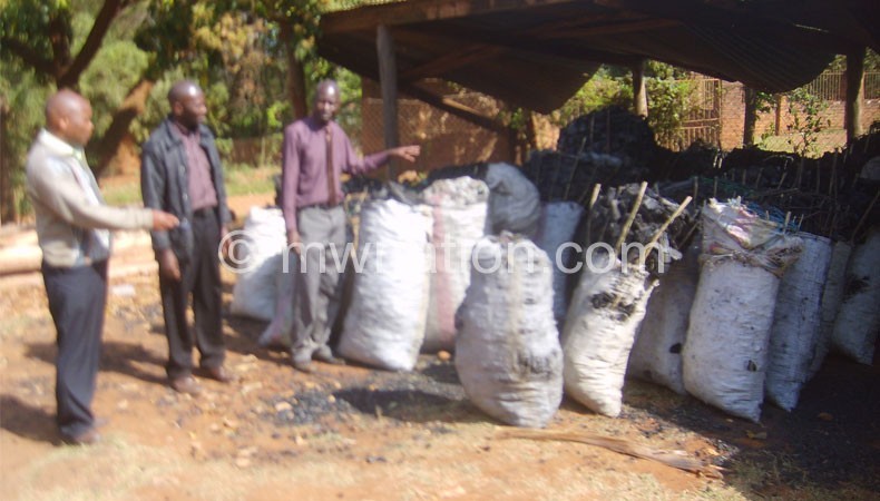 The confiscated timber outside Zomba district forestry office