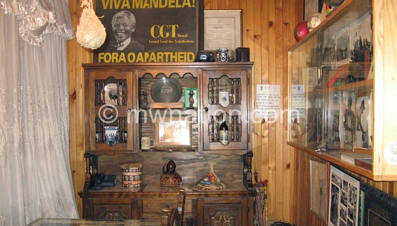 Inside the house, with artifacts as they were originally displayed in the Mandela home
