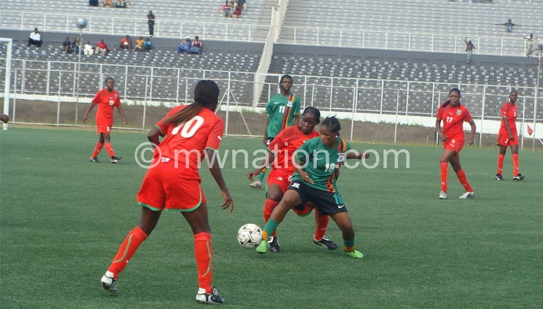 Malawi team (in national colours) during a previous game against Zambia