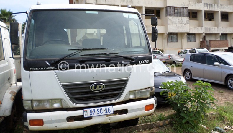 The Mzuni truck parked at the High Court premises
in Mzuzu yesterday