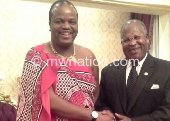 Muluzi with King Mswati during his recent mission in Swaziland