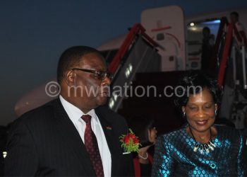 The Mutharikas on arrival in China
