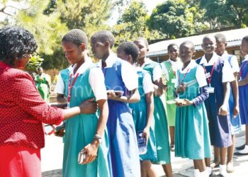 Pupils get inspected before sitting for PSLCE last year