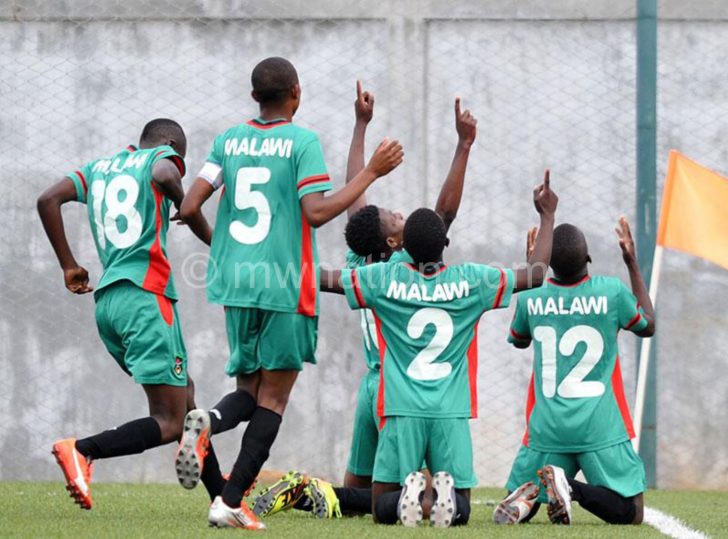 The Under-17 team celebrating a goal at last year’s Cosafa tournament