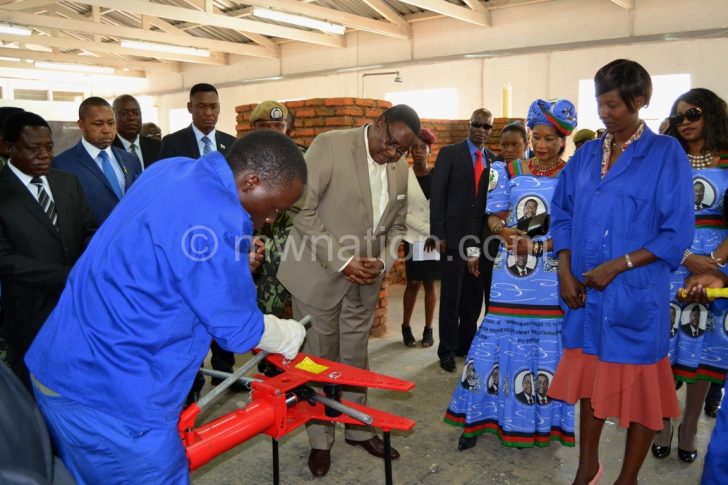 Shattering no-go zones: Mutharika with trainees at Community College