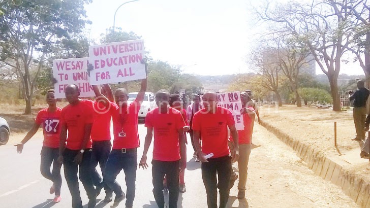 Umsu members protest the fee hike last week
