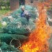 The unwanted stockpile goes up in flames