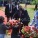 Mutharika and the First Lady Madame Gertrude Mutharika get ready to lay wreaths during the event