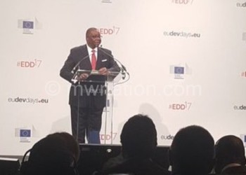 Mutharika Delivering his key note address at the European Development Days