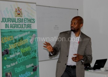 Dr Arthur Mabiso makes a presentation on National Agriculture Policy