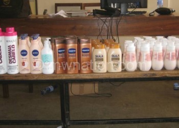 Some of the lotion bottles containing cocaine